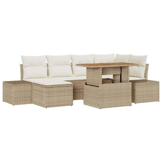 No Brand Maison Exclusive - Set Divano Da Giardino 7 Pz Beige Poly Rattan