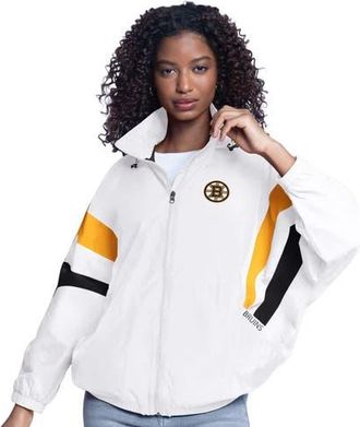 G-III Sports by Carl Banks Womens G-III Sports by Carl Banks White Boston Bruins Game News Oversized Full-Zip Hoodie Jacket at Nordstrom, Size Xx-Large