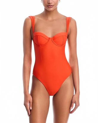 SIMKHAI Kyle Bustier One Piece Swimsuit In Lobster
