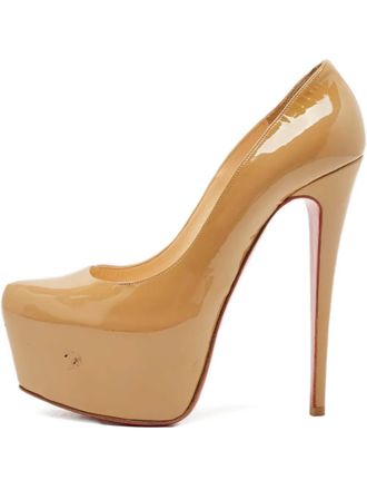 Christian Louboutin Daffodile platform leather pumps - women - Patent Calf Leather/Calf Leather/Calf Leather - 40 - Neutrals
