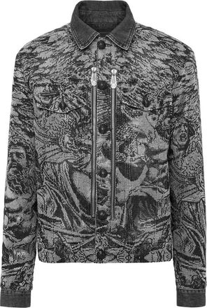 Philipp Plein Jassen, Heren, Zwart, S, Denim, Denim Jacket Tattoo
