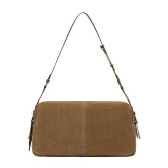 Pinko Su&egrave;de Schoudertas - Dames - Schoudertassen - Bruin - ONE Size - Su&egrave;de - Tassen