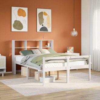 vidaXL Bookcase Bed without Mattress White 120x190 cm Small Double Solid Wood Pine vidaXL