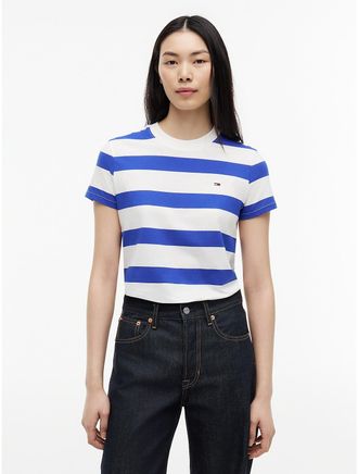 Tommy Hilfiger Womens Tommy Jeans Rugby Stripe T-Shirt - Blue - XL