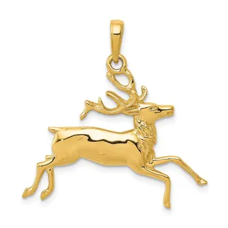 Diamond2Deal 14k Yellow Gold Deer Running Pendant