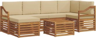 vidaXL Conjunto De Sof&aacute;s De Exterior 7 Uds. Natural Y Beige Poli&eacute;ster Vidaxl