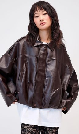 Twik Womens Loose fit faux-leather jacket