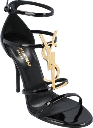 Saint Laurent Womens Cassandra Sandals In Patent Leather Black Calfskin - Size 38.5 EU/IT
