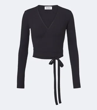 Norba Ribbed-knit wrap top