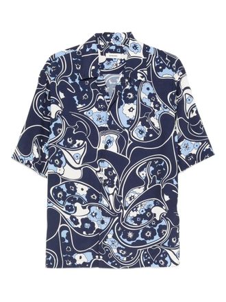 Sandro floral-pattern short-sleeves shirt - men - Viscose - M - Blue