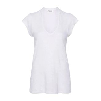 Isabel Marant Witte Zankou Tee Shirt - Dames - Tops - Wit - Maat: S Linnen