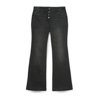 Fiorella Rubino Jeans, Dames, Zwart, 2Xl, Katoen, Donkergrijze flare jeans