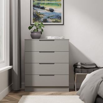Lewis's Milan 4 Drawer Chest in Dusk Grey - Ready Assembled - Lewiss Home | TJ Hughes