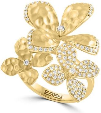 Effy 14K Yellow Gold Diamond Orchid Cocktail Ring in 14K Gold at Nordstrom, Size 7