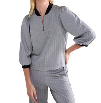 Summum Herringbone Top In Black