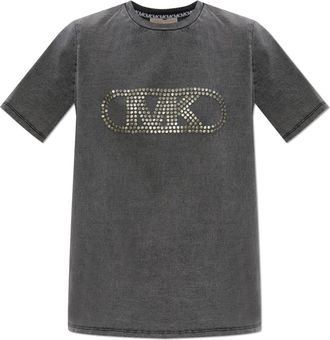 Michael Kors T-Shirts, female, Gray, Size: XS T-shirt with appliqués