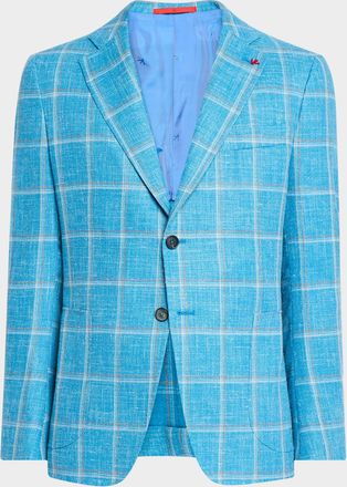 Isaia Mens Windowpane Sport Coat