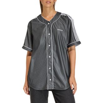adidas Originals Baseball Oversize Shirt in Black at Nordstrom, Size X-Small