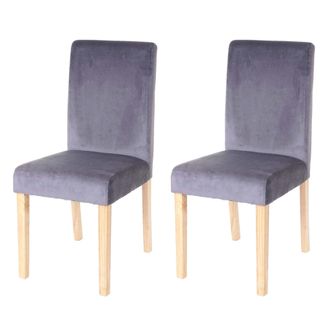 Hhg [nunca Usado] Lote De 2 Sillas De Comedor Silla De Cocina Littau, Terciopelo, Gris, Patas Claras