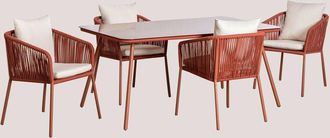 Sklum Set De Mesa Rectangular 160x90 Cm Y 4 Sillas De Jard&iacute;n En Aluminio Arhiza Classic Sklum