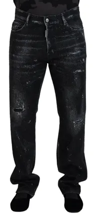 Dsquared2 Dsquared&sup2; Crystal Embellished Tattered blue Mens Jeans (Pre-Owned)