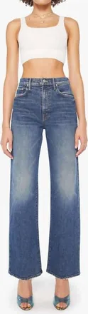 Mother Lasso Sneak Distressed Jeans In Blue