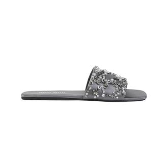 Miu Miu Pantolette 232 - Dames - Schoenen - Grijs - Maat: 40 EU Zijde