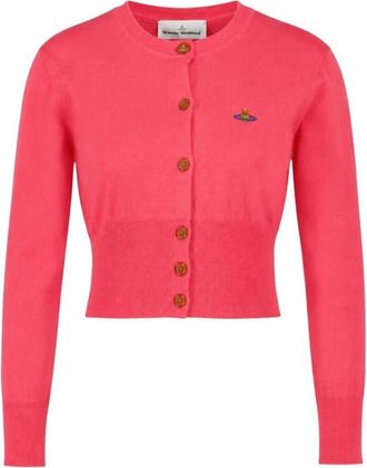 Vivienne Westwood Bea Cropped Cardigan - Dames - Vesten - Roze - S - Katoen - Truien & Vesten