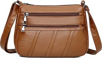 Generic Women Fashion PU Leather Shoulder Bag Casual Solid Messenger Crossbody Multi-pocket Handbag for Lady Female Mother Stylish Simple Purse