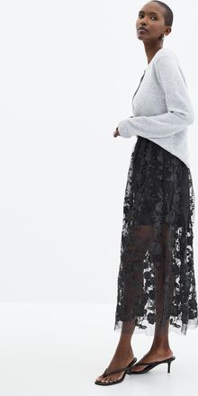 Contemporaine Womens Embroidered flowers tulle skirt