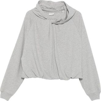 Dries Van Noten Twisted Raglan-Sleeve Hoodie - Dames - Hoodies - Grijs - S - Katoen - Hoodies & sweatvesten