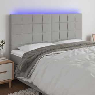 vidaXL Cabecero Con Luces Led Tela Gris Claro 160x5x118/128 Cm Vidaxl