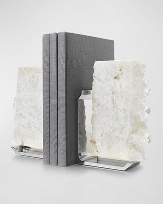 ANNA new york Fim Geo Quartz and Aluminum Bookends