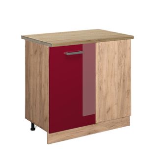Vicco Armario De Esquina R-line, Rojo Burdeos Alto Brillo, 86 Cm, Et Roble