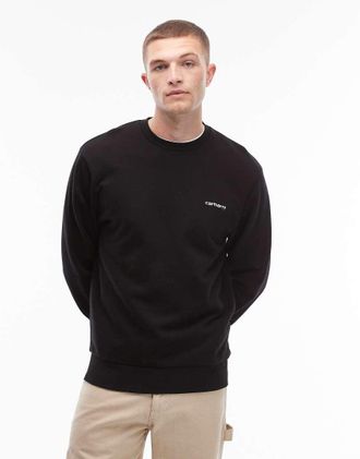 Carhartt Work in Progress Felpa nera con ricamo di scritta-Nero