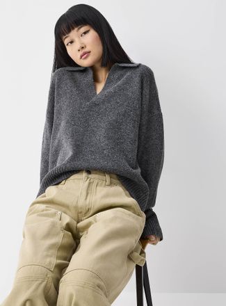 Twik Womens Johnny collar boxy-fit sweater