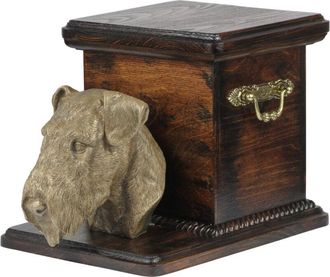 OEM Airedale Terrier, Waterside Terrier: Urna Para Cenizas De Perro Con Estatuilla, Elegante Urna Para Perro, Urna &Uacute;nica Con Busto De Perro De Art-dog