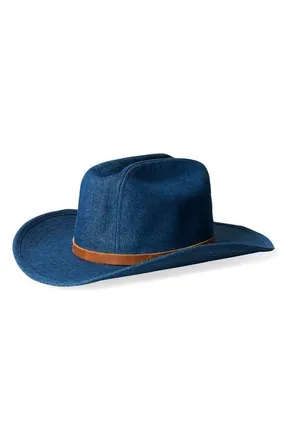 Brixton Range Straw Cowboy Hat in Denim at Nordstrom, Size Small