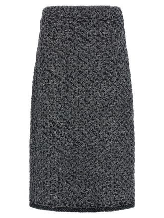 Fabiana Filippi Blue Cotton Midi Womens Skirt