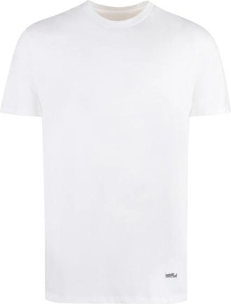 Jil Sander Cotton T-shirt met ronde hals - Heren - T-shirts - Wit - M - Katoen - Tops