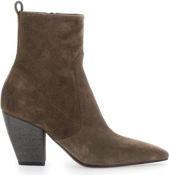 Brunello Cucinelli Dark Brown Suede Ankle Boots