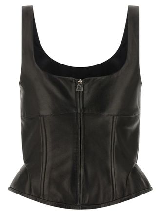 Ermanno Scervino Leather Bustier Bodysuit - Black
