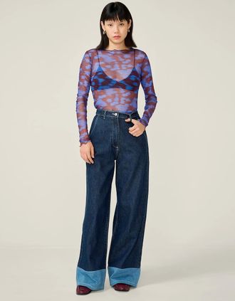 Omnes Womens Lorrie Mesh Top in Wild Fern Print - Size: 10/8