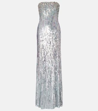Jenny Packham Abito lungo Honesty con paillettes