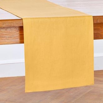 Solino Home Linen Table Runner for Dining Table, Holiday and Everyday Table Decor - Fete in Mustard Yellow at Nordstrom, Size Xx-Large