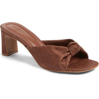 Open Edit Harper Knot Slide Sandal in Brown Chocolate at Nordstrom, Size 5.5