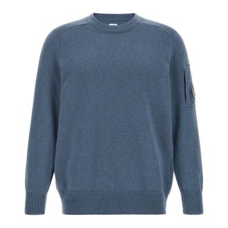 C.P. Company C.p. Company - Crewneck Lens Raglan Sweater - Heren - Truien - Blauw - Maat: M Wol