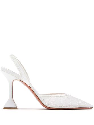 Amina Muaddi 95mm Holli pumps - women - Cotton - 41.5 - White