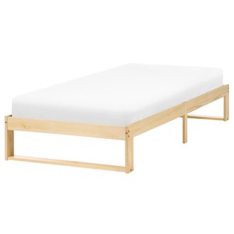 Beliani Cama Con Somier Estilo Minimalista De Madera De Pino 90 X 200 Cm Sin Cabecero Marr&oacute;n Claro Talairan