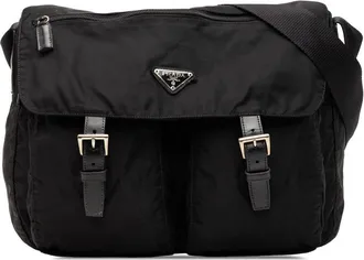 Prada Pre-owned Prada Tessuto Zip Double Buckle Messenger Bag Unisex 68X2LLW9S5OCT0VM